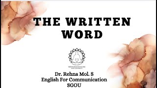 The written Word English For Communication SGOU FYUGP BA [upl. by Othella]