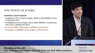 RNL 2021  EULAR 2019 and ACR 2020 RA Treatment Guidelines  Dr Alan Matsumoto [upl. by Ydnyc]