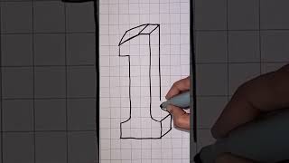 Simple 3d Drawing Number 1  How To Draw Easy For Beginners shorts jkr360 [upl. by Deeraf]