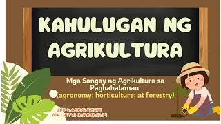 KAHULUGAN NG AGRIKULTURA AT TATLONG SANGAY NITO  EPP  AGRICULTURE QUARTER 2 WEEK 1 [upl. by Ylellan]