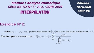 Exercices corrigés Série de TD N°1  Interpolation  USMBAENSFès AU  20182019  Exercice 2 [upl. by Rehpotirhc]