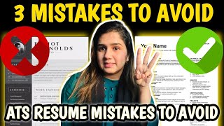 3 ATS Resume Mistakes to Avoid  Create Your Resume Like This  CV Format to Use  CV for Job [upl. by Manthei]