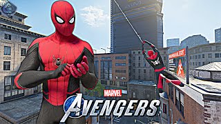 Marvels Avengers Game  SpiderMan Far From Home Movie Suit Free Roam Gameplay 4K 60fps [upl. by Eglanteen11]