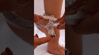 beautiful silver anklet new design 👌💯🥰viralvideo silver anklets payal new design shots 2024 [upl. by Godred]