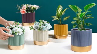 Easy cement pottery making  Cement flower vase  Cement planter Making [upl. by Salokcin]