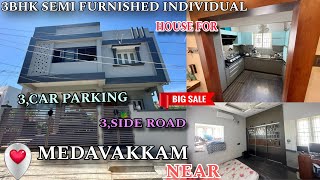 ID326📍MEDAVAKKAM NEAR 3BHK DUPLEX SEMI FURNISHED HOUSE FOR SALE 🏡 [upl. by Spanos346]