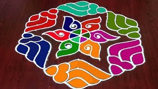 Latest Easy 13x7 dots Shankh Rangoli Kolam  Dhanurmasam Muggulu  Rangoli World [upl. by Jabez179]