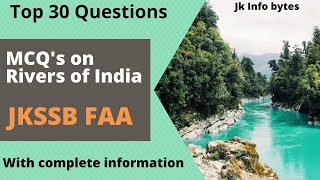 Important MCQs on Rivers of India  JKSSB Finance accounts assistant  GK [upl. by Atinob656]