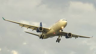 STORM AGNES CRAZY GO AROUNDS amp CROSSWIND LANDINGS at Manchester Airport 27923 [upl. by Salokin]