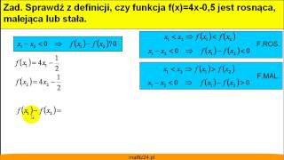 Określ monotoniczność funkcji z definicji  Matfiz24pl [upl. by Bella]