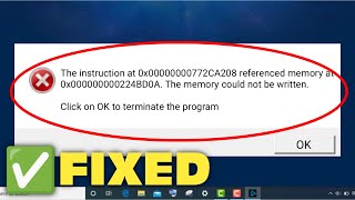 How To Fix The Instruction at 0x00000000772CA208 The Memory Could Not Be Written Error In Windows [upl. by Doggett828]