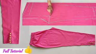 Very Easy Pant Trouser Cutting and stitching Womens Pant cutting and stitching  Palazzo Pant [upl. by Ahsiakal]