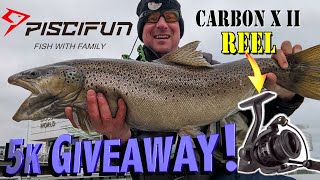 Piscifun Carbon X II Spinning Reel Review  5k GIVEAWAY  Field Test  Giant Brown Trout [upl. by Sacram]