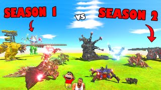 SEASON 1 VS SEASON 2 in Animal Revolt Battle Simulator with SHINCHAN and CHOP  THOR HYDRA MECHA [upl. by Tristam485]