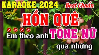 Hồn Quê Karaoke Tone Nữ Beat Chuẩn  Đình Long Karaoke [upl. by Enyawad767]