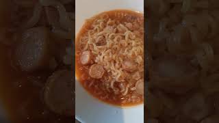 Ramyun Noodles with sausage and egg Spicyfood foodcooking foodie [upl. by Carrelli640]