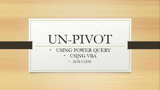 CONVERSION OF UNSTRUCTURED DATA TO UNPIVOT STRUCTURED DATA [upl. by Emawk]