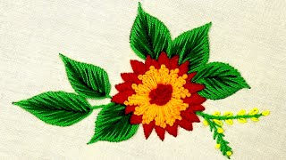 Brilliant work of embroidery on a gorgeous flower embroidery pattern with fantasy flower stitch [upl. by Akitahs]