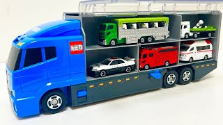 はたらくくるまのトミカのミニカーを開封してコンボイへ収納します☆Work cars Tomica miniature cars are opened and stored in the convoy [upl. by Flory]