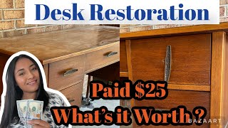 Desk Restoration  Flipping Furniture  MCM Desk [upl. by Nnylirret]