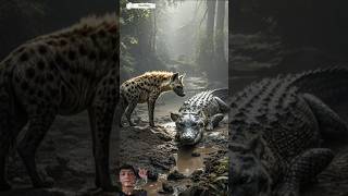 Krokodille vs hyene sammensmeltet shorts hyena crocodile animals [upl. by Cordi]