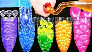 ASMR RAINBOW DRINKS DRINKING SOUNDS 신기한 물 먹방 EDIBLE WATER BOTTLE HONEY JELLY BOBA EATING SOUNDS [upl. by Aydidey]