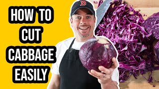 How to Cut Cabbage  Sliced for Coleslaw [upl. by Johnnie350]