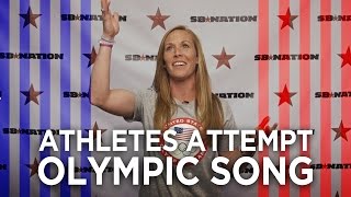 Olympians TRY to sing the Olympic theme song 😂  Rio Olympics 2016 [upl. by Greenwell]