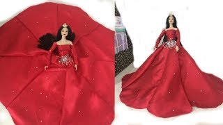 DIY Barbie Prom DressCelebrity style Glamorous Prom dress Quick dress for Barbies [upl. by Glaab]