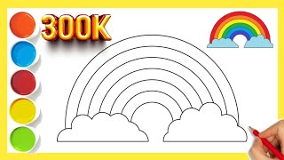 How to Draw a Rainbow and Clouds Easy With Colouring  Rainbow Drawing penting step by step drawing [upl. by Eimor]