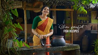 Pomfret Fish Recipes  Kerala Style Fish Curry  Steamed Fish in Banana Leaves  Village Lifestyle [upl. by Nosreffej]