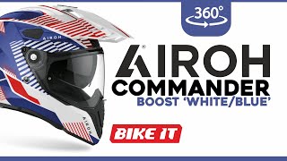 Airoh Commander  Boost WhiteBlue Gloss  360° View  The Ultimate DualSport Helmet [upl. by Yttel686]