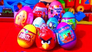 9 Surprise Eggs Unboxing Kinder Surprise Toy Story Hello Kitty Barbie Angry Birds Cars 2 Easter Eggs [upl. by Genevieve]