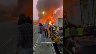 Massive fire erupts on CT interstate after crash involving truck carrying 85K gallons of petroleum [upl. by Yaakov305]