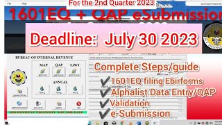 1601EQ  Alphalist  eSubmission COMPLETE TUTORIAL 2NDQ2023 qap 1601EQalphalist [upl. by Ziom]