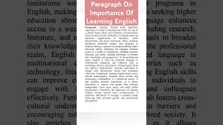 Paragraph On Importance Of Learning English paragraph paragraphwriting education YTTGuys [upl. by Jezreel]