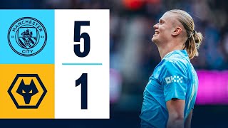 HIGHLIGHTS HAALAND HITS FOUR AS CITY POWER PAST WOLVES  Man City 5  1 Wolves  Premier League [upl. by Ameerak]