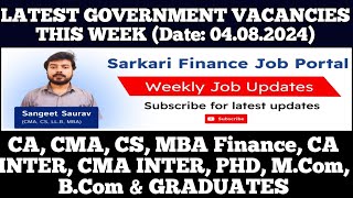 Latest Govt PSU Jobs Update 040824  CA CMA CS MBA CA Inter CMA Inter MCom BCom Graduate [upl. by Edaw597]