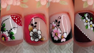 Hermosos MODELOS DE UÑAS FACILES DE HACER  UÑAS PARA PIES 🦶🏼🦶🏼🌸😍💅 [upl. by Adekahs355]