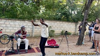 I got them DANCING in Diani Beach Kenya  street blues with looper [upl. by Atiugal]