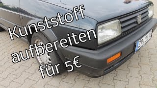 Am Auto Kunststoff aufbereiten  für 5€ PlastikStoßstangen wieder schwarz bekommen [upl. by Aidroc]