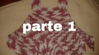 PARTE 1 DE 2 VESTIDO DE PICOS A CROCHET PARA NIÑA CANESÚ  Labores Angélika [upl. by Vanthe]