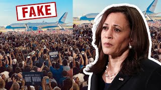 Harris Campaign caught faking crowd size with AI [upl. by Rabka935]