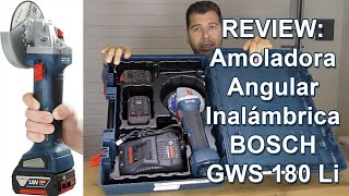 Review 🔋Amoladora Angular Inalámbrica Profesional BOSCH  GWS 180 LI🔋Vblog545 [upl. by Klump]