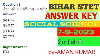 BIHAR STET ANSWER KEY SOCIAL SCIENCE 2nd shift 2023। Bihar stet answer key kaise check Kare [upl. by Brig737]