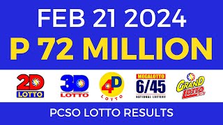 Lotto Result February 21 2024 9pm PCSO [upl. by Breger662]