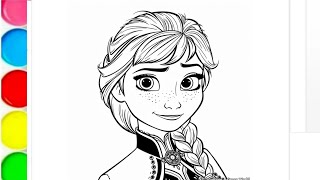 How to draw Anna from Frozen Disney princess Elsa drawing Elsa Frozen movie 2 colouring pages [upl. by Arsi]