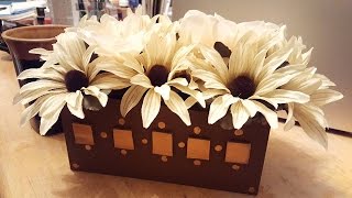 FALL CRAFT IDEAS  DIY UPCYCLED FLOWER BOX  DOLLAR TREE FLOWERS [upl. by Ahsino]