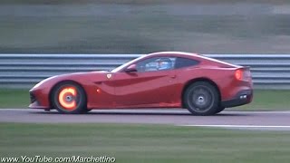 Ferrari F12 Berlinetta HOT Glowing Brakes amp Flames [upl. by Arraeit]