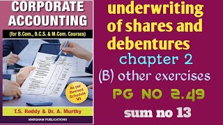 UNDERWRITING OF SHARES AND DEBENTURES  chp 2  sum no 13 corporate accounting [upl. by Arimlede285]